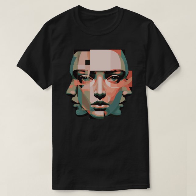 Observer Själv Abstrakt | Mänsklig Identitet i Fle T Shirt (Design framsida)