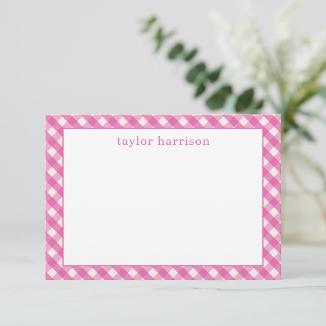 Observera Bright Gingham Personlig Cards Tack Kort (Stående Fram)