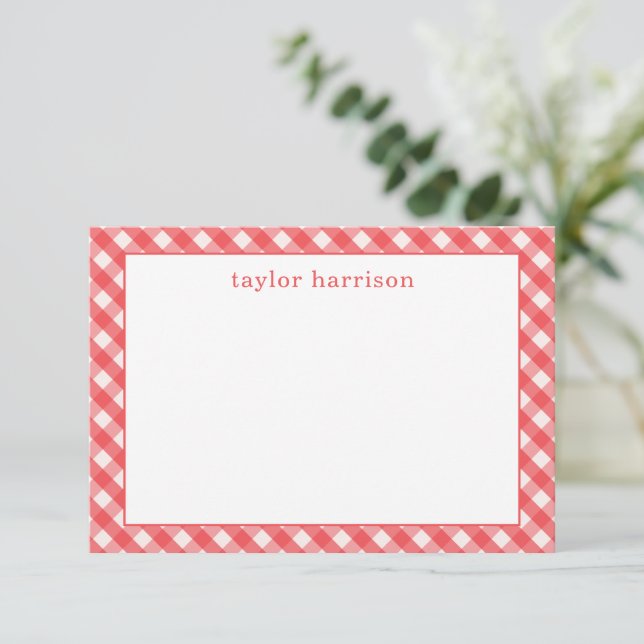 Observera Bright Gingham Personlig Cards Tack Kort (Stående Fram)