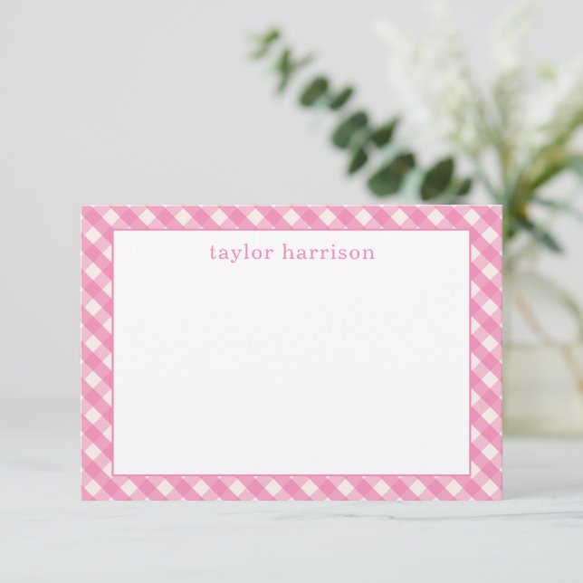 Observera Bright Gingham Personlig Cards Tack Kort (Stående Fram)