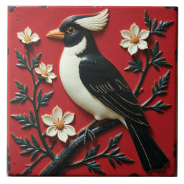 Obsidian and Ivory Perch Kakelplatta