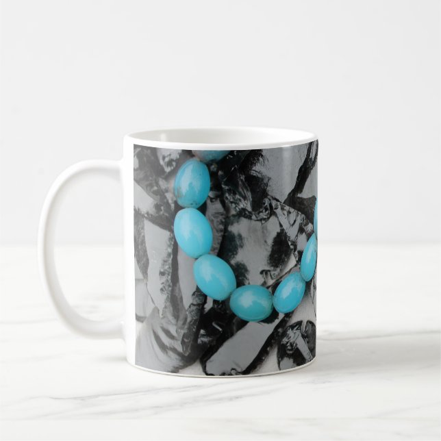 Obsidian Arrowhads & Turquise Glass Pärlor Kaffemugg (Vänster)