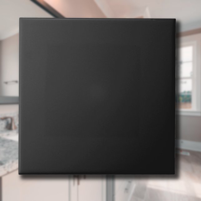 Obsidian Black Solid Färg | Klassisk Elegant Kakelplatta (Skapare uppladdad)