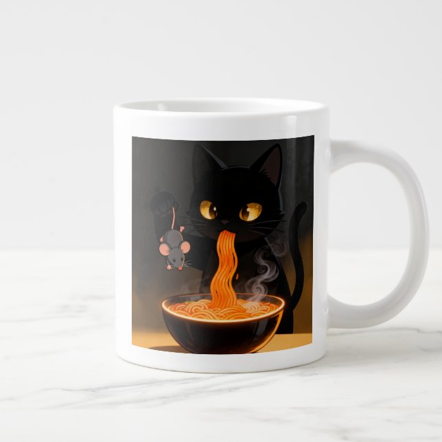 Obsidian Cat & Daring Mouse – Midnattlig Ramenfest Jumbo Mugg (Höger)