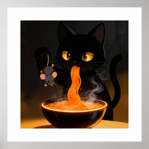 Obsidian Cat & Daring Mouse – Midnattlig Ramenfest Poster