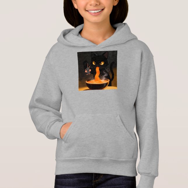 Obsidian Cat & Daring Mouse – Midnattlig Ramenfest T Shirt (Framsida)