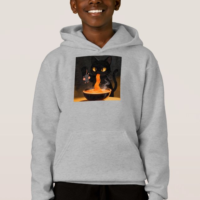 Obsidian Cat & Daring Mouse – Midnight Ramen Feast T Shirt (Framsida)