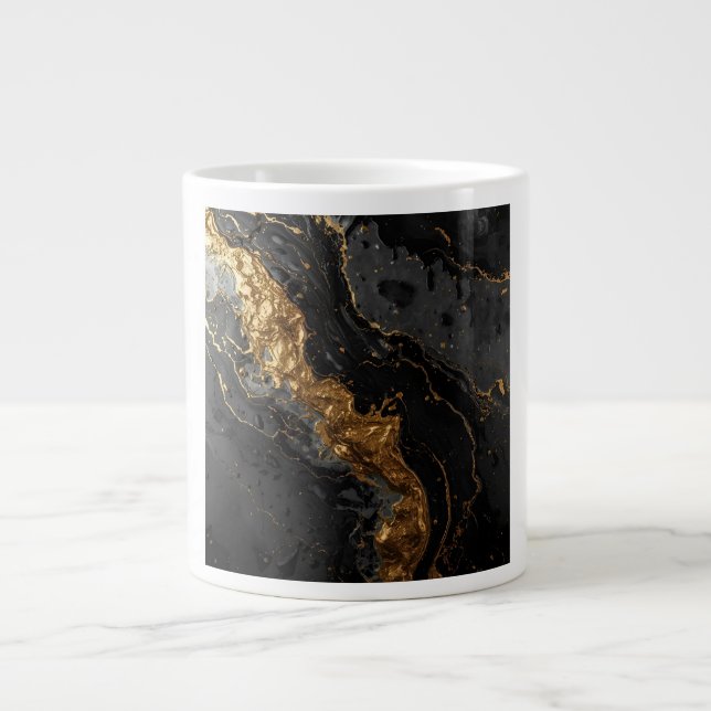 Obsidian & Gold Color Drench Pattern | High-Contra Jumbo Mugg (Framsidan)