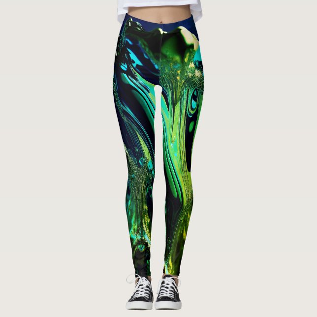 Obsidian Grönt Fantasy Leggings (Framsida)