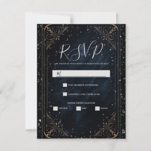 Obsidian Oracle Midnatt Elegans Bröllop RSVP Inbjudningar