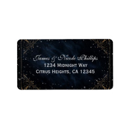 Obsidian Oracle Midnatt Elegant Bröllop Adressetikett