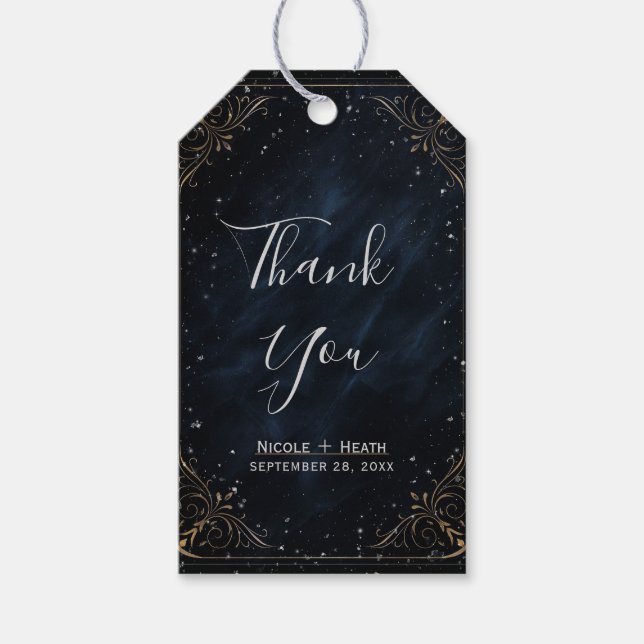 Obsidian Oracle Midnight Elegance Bröllop Presentetikett (Framsidan)