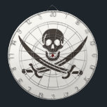 Obsidian Skull Swords Pirat flagga i Calico Jack Darttavla<br><div class="desc">En låg tillväxt rasade över vågar, inte från stormbron vid horisonten, utan från kapten Jacks hals. Hans mörk ögon, som vanligtvis leker med elände, höll ett glatt öga när han övervakade den kommande frakten. "Revenge", hans slinga, läktes något i avhuggningen vatten, dess svarta skrov står i skarp kontrast till gryningens...</div>
