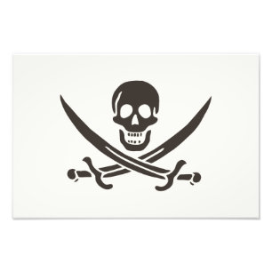 Obsidian Skull Swords Pirat flagga i Calico Jack Fototryck