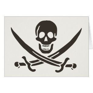 Obsidian Skull Swords Pirat flagga i Calico Jack Hälsningskort