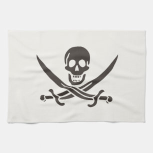 Obsidian Skull Swords Pirat flagga i Calico Jack Kökshandduk