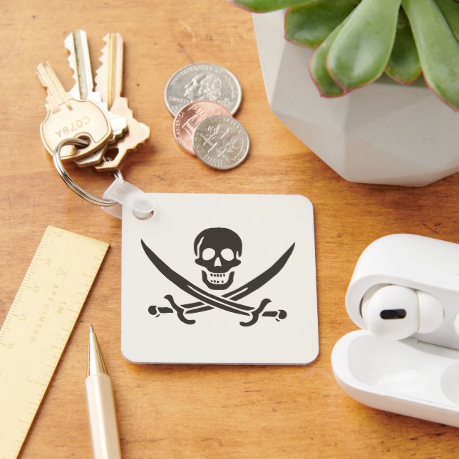 Obsidian Skull Swords Pirat flagga i Calico Jack Nyckelring (Skrivbord)