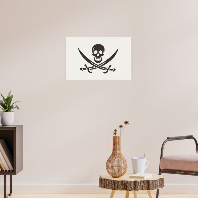 Obsidian Skull Swords Pirat flagga i Calico Jack Poster (Vardagsrum 3)