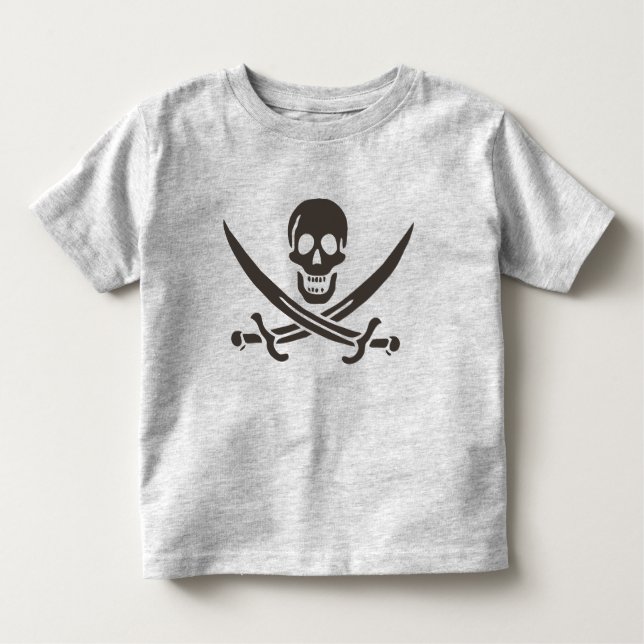 Obsidian Skull Swords Pirat flagga i Calico Jack T Shirt (Framsida)