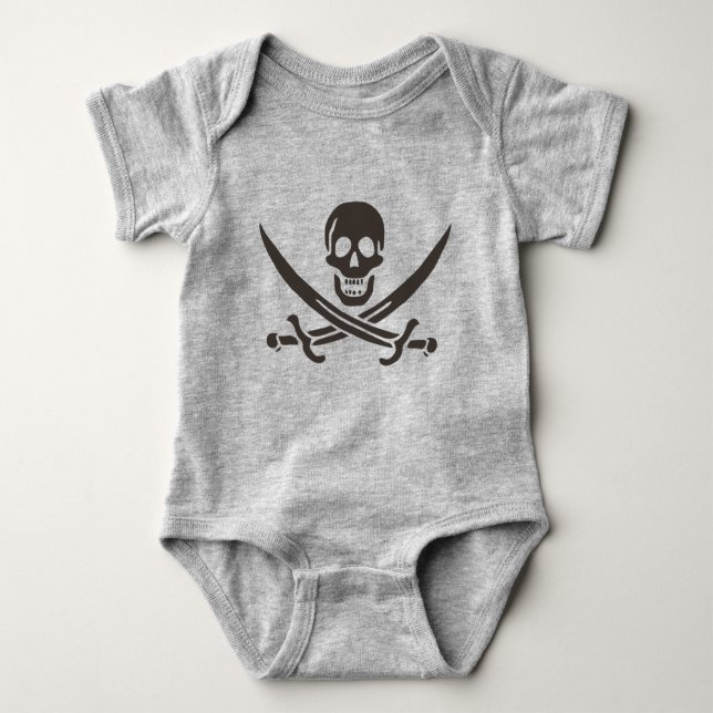 Obsidian Skull Swords Pirat flagga i Calico Jack T Shirt (Framsida)
