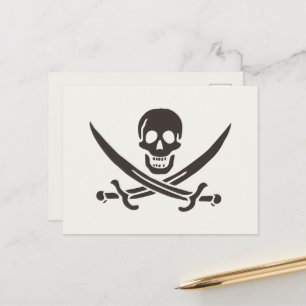 Obsidian Skull Swords Pirat flagga i Calico Jack Vykort