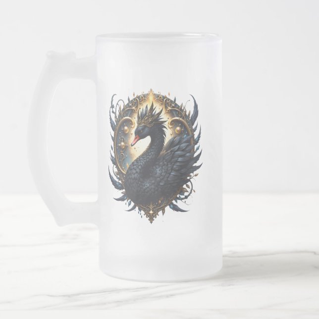 Obsidian Svan av Tyst Nåde – Mörk Fantasy Frostat Ölglas (Vänster)