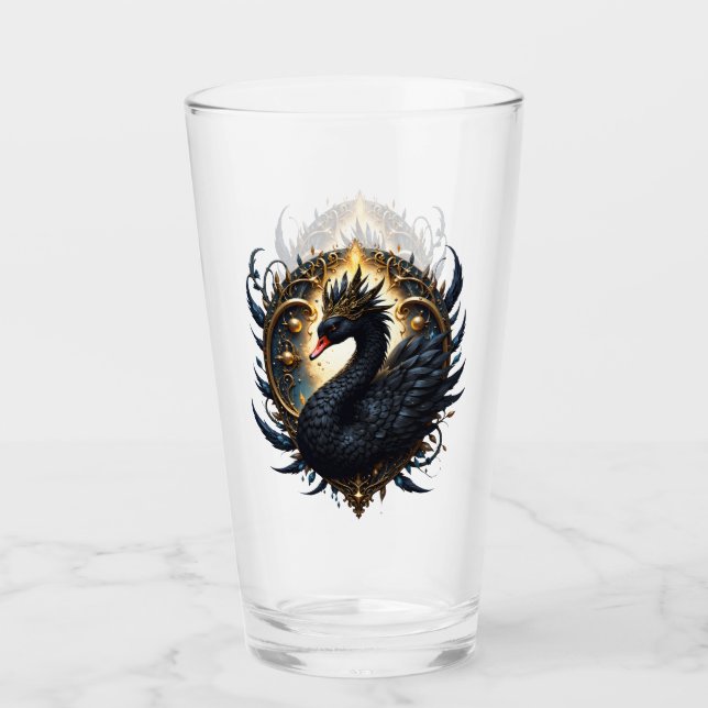 Obsidian Svan av Tyst Nåde – Mörk Fantasy Glaskopp (Framsida)