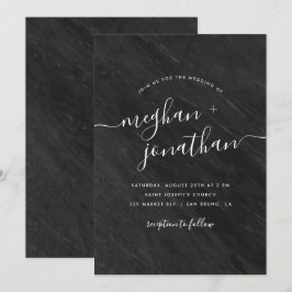 Obsidian | Svart marble-inbjudan Inbjudningar
