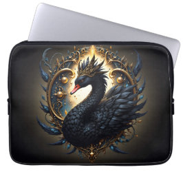 Obsidian Swan of Silent Grace – Dark Fantasy Laptop Fodral