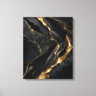 Obsidianmarmor med gyllene ådror canvastryck