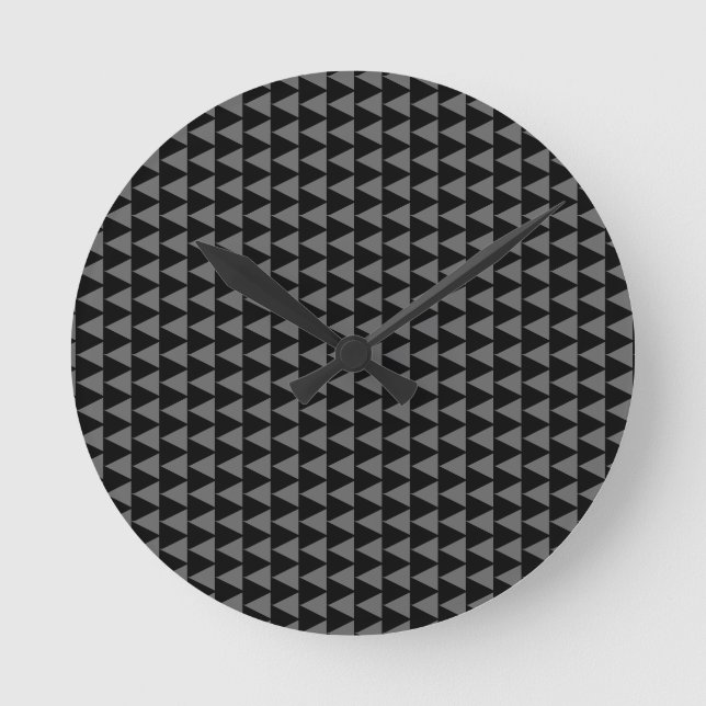 Obsidianpil, minimalistisk geometrisk svart grå Ab Rund Klocka (Framsida)