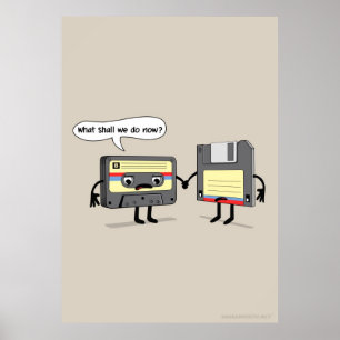 Obsoletes (Retro Floppy Disk Cassette Tape) Poster