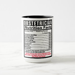 Obstetrician Doktor Funny Nutrional Facts Mugg