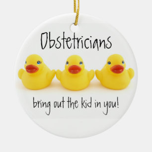 Obstetricians och gula Rubber ankor Julgransprydnad Keramik