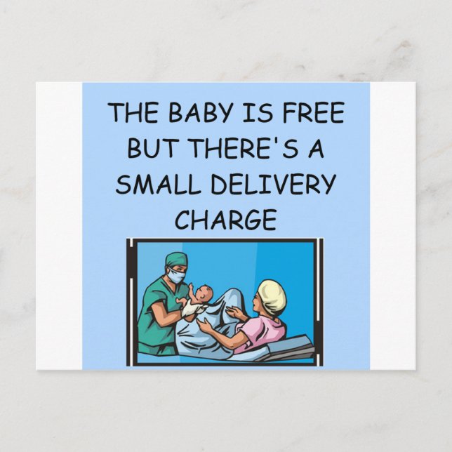 obstetriskt skämt vykort (Framsida)