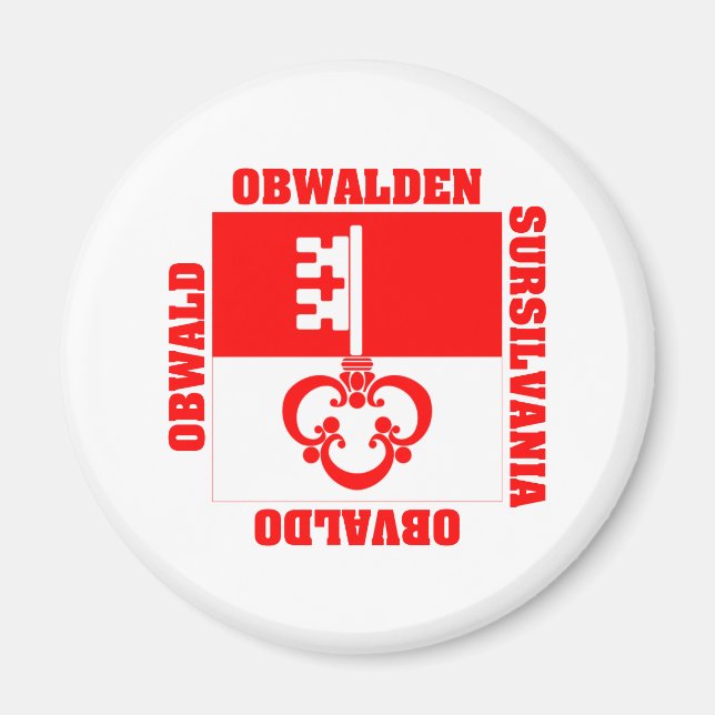 Obwalden Schweiz Canton Flagga Magnet (Framsidan)