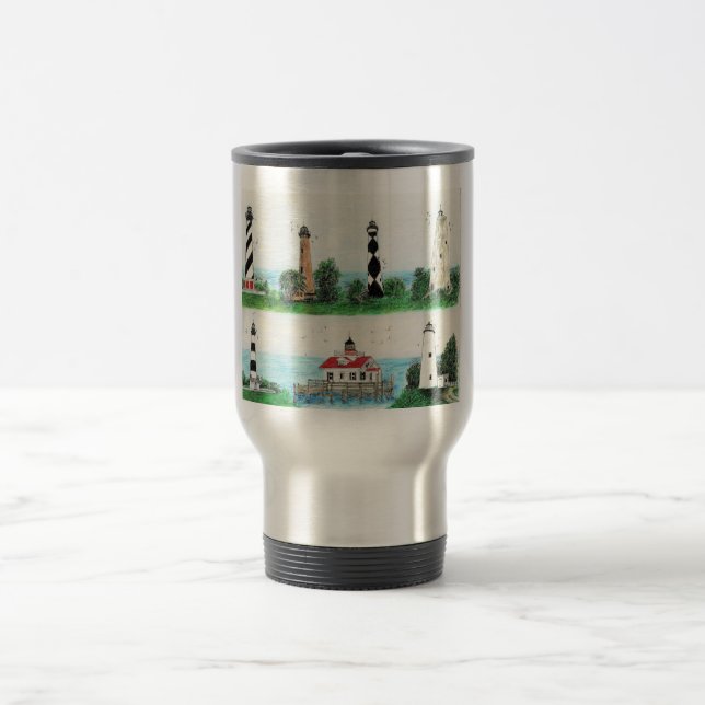 OBX 7 LIGHTHOUSES TRAVEL MUG RESEMUGG (Center)