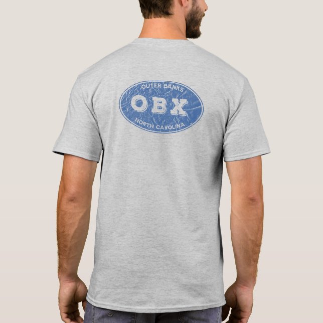 ObX Blue Distress Oval Tillbaka T Shirt (Baksida)