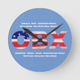 OBX Flagga och Städer Rund Klocka