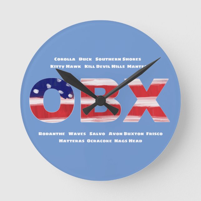 OBX Flagga och Städer Rund Klocka (Framsida)