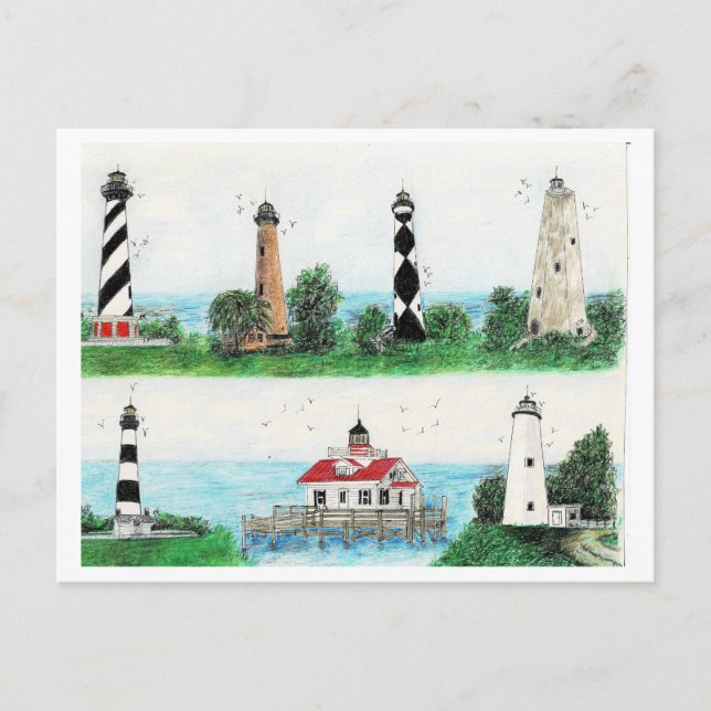 OBX LIGHTHOUSES MAGNET HELG VYKORT (Framsida)