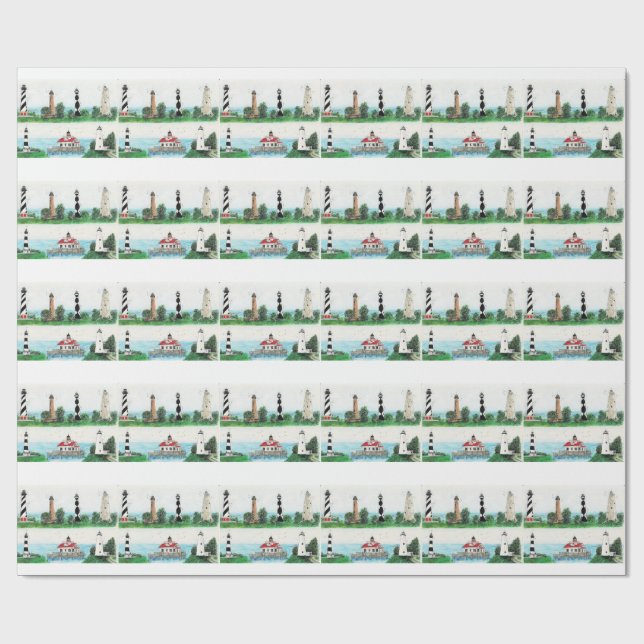 OBX LIGHTHOUSES WRAPPING PAPER PRESENTPAPPER (Platt)