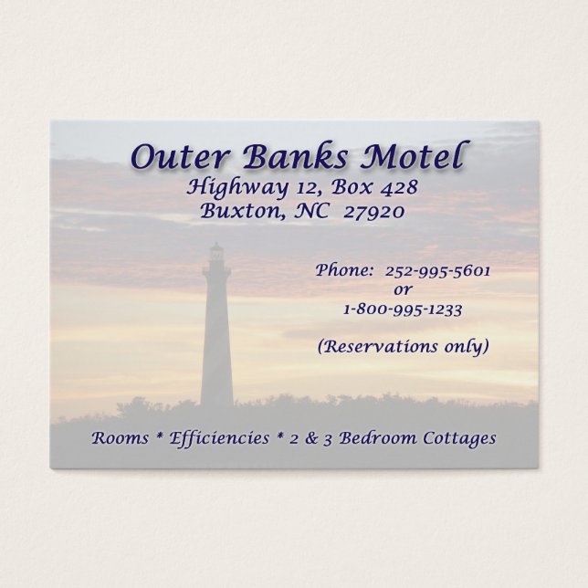 OBX Motel BC Visitkort (Framsidan)
