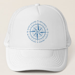 OBX Nautical Compass Outer Banker Blue Vintage Keps