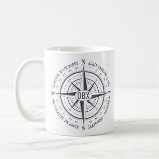 OBX Nautical Compass Outer Banker Navy Blue Vintag Kaffemugg