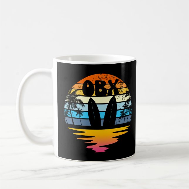 OBX Outer Banker North Carolina Retro Sunset OBX Kaffemugg (Vänster)