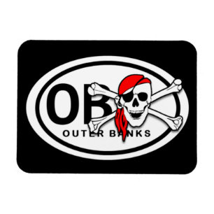OBX Skull och Crossbone Pirat Magnet