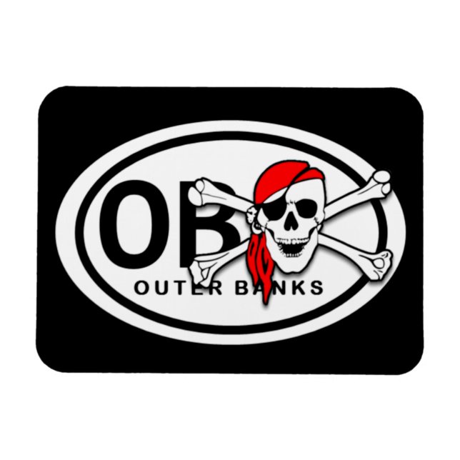 OBX Skull och Crossbone Pirat Magnet (Horisontell)