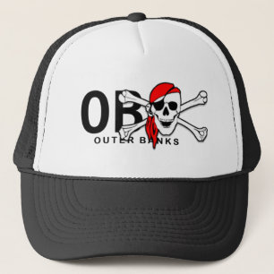 OBX Skull och Crossbone Pirat Yttre Banker Hat Truckerkeps