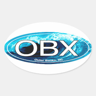 OBX Wave Oval för yttre Banker Ovalt Klistermärke